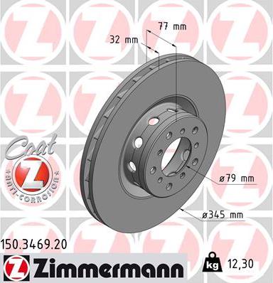 Zimmermann 150.3469.20 - Спирачен диск vvparts.bg