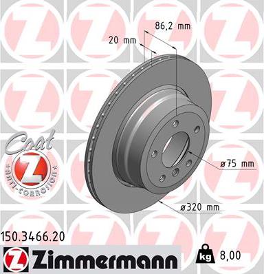 Zimmermann 150.3466.20 - Спирачен диск vvparts.bg