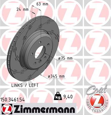 Zimmermann 150.3461.54 - Спирачен диск vvparts.bg