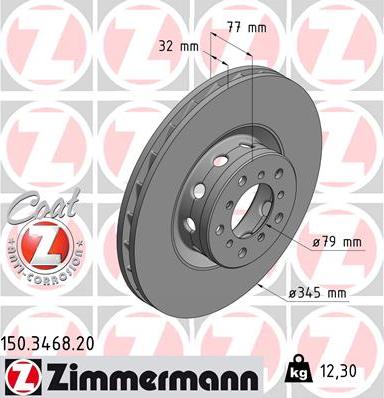 Zimmermann 150.3468.20 - Спирачен диск vvparts.bg