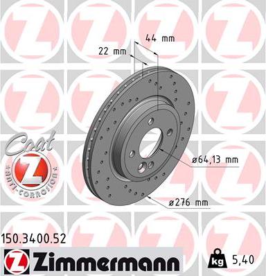 Zimmermann 150.3400.52 - Спирачен диск vvparts.bg