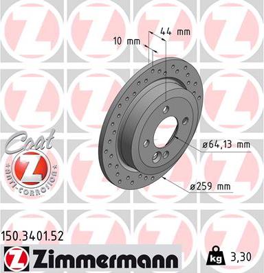 Zimmermann 150.3401.52 - Спирачен диск vvparts.bg