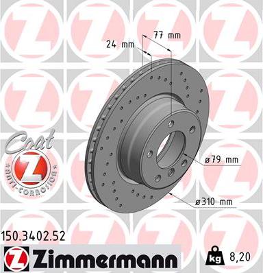 Zimmermann 150.3402.52 - Спирачен диск vvparts.bg