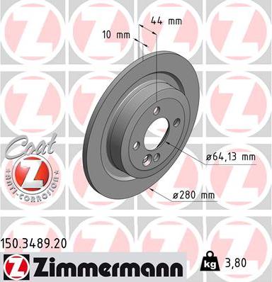 Zimmermann 150.3489.20 - Спирачен диск vvparts.bg