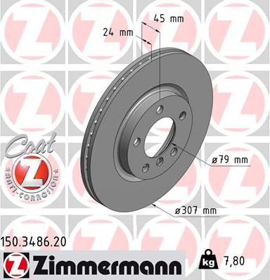 Zimmermann 150.3486.20 - Спирачен диск vvparts.bg