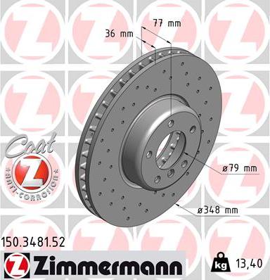 Zimmermann 150.3481.52 - Спирачен диск vvparts.bg