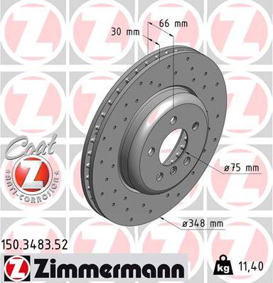 Zimmermann 150.3483.52 - Спирачен диск vvparts.bg