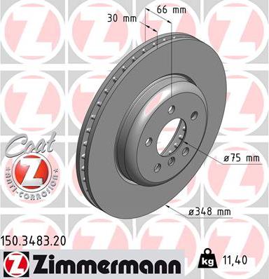 Zimmermann 150.3483.20 - Спирачен диск vvparts.bg