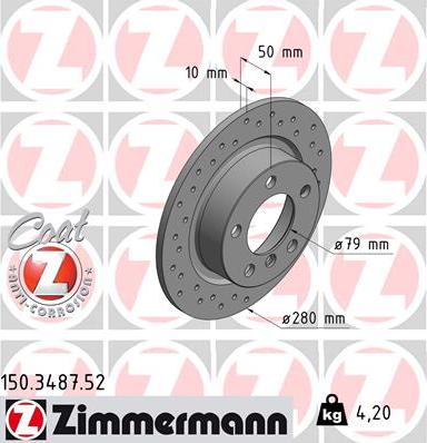 Zimmermann 150.3487.52 - Спирачен диск vvparts.bg