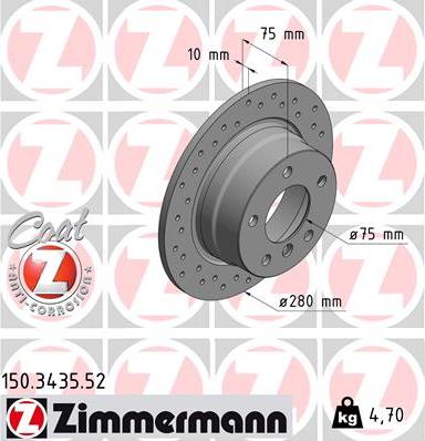 Zimmermann 150.3435.52 - Спирачен диск vvparts.bg