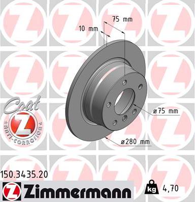 Zimmermann 150.3435.20 - Спирачен диск vvparts.bg