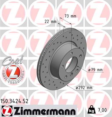 Zimmermann 150.3424.52 - Спирачен диск vvparts.bg