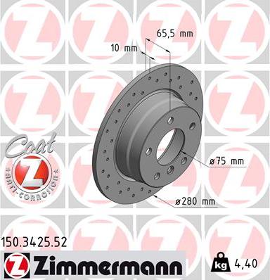 Zimmermann 150.3425.52 - Спирачен диск vvparts.bg