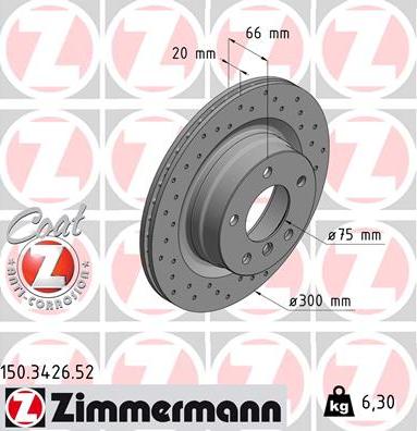 Zimmermann 150.3426.52 - Спирачен диск vvparts.bg
