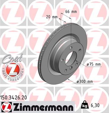 Zimmermann 150.3426.20 - Спирачен диск vvparts.bg