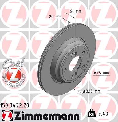 Zimmermann 150.3472.20 - Спирачен диск vvparts.bg