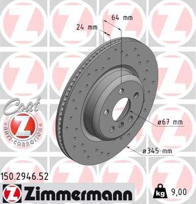 Zimmermann 150.2946.52 - Спирачен диск vvparts.bg