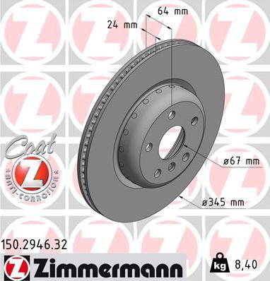 Zimmermann 150.2946.32 - Спирачен диск vvparts.bg