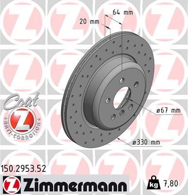 Zimmermann 150.2953.52 - Спирачен диск vvparts.bg