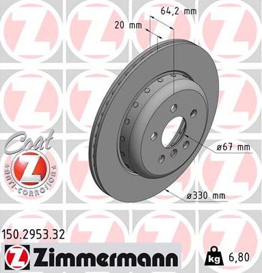Zimmermann 150.2953.32 - Спирачен диск vvparts.bg