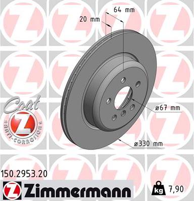 Zimmermann 150.2953.20 - Спирачен диск vvparts.bg