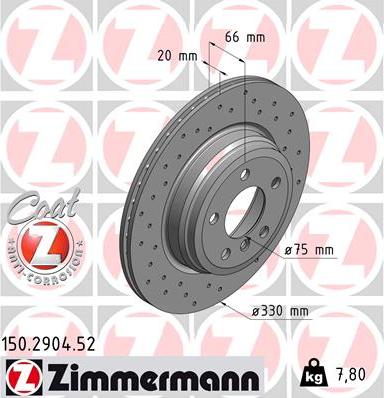 Zimmermann 150.2904.52 - Спирачен диск vvparts.bg