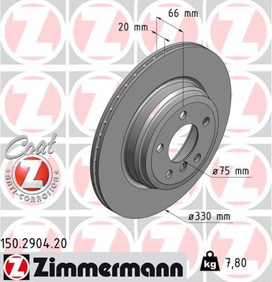 Zimmermann 150.2904.20 - Спирачен диск vvparts.bg