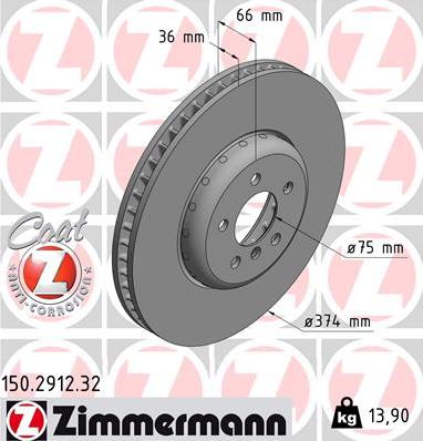 Zimmermann 150.2912.32 - Спирачен диск vvparts.bg