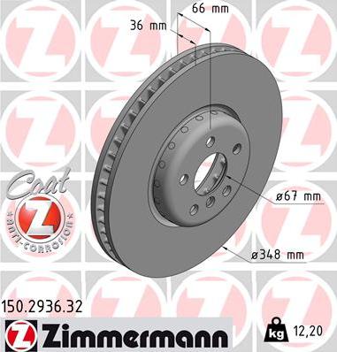 Zimmermann 150.2936.32 - Спирачен диск vvparts.bg