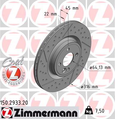 Zimmermann 150.2933.20 - Спирачен диск vvparts.bg