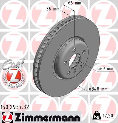 Zimmermann 150.2937.32 - Спирачен диск vvparts.bg