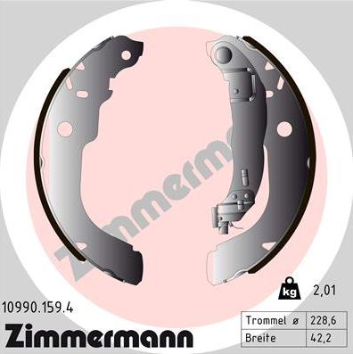 Zimmermann 10990.159.4 - Комплект спирачна челюст vvparts.bg