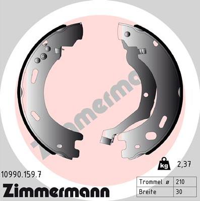 Zimmermann 10990.159.7 - Комплект спирачна челюст, ръчна спирачка vvparts.bg