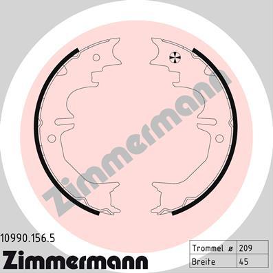 Zimmermann 10990.156.5 - Комплект спирачна челюст, ръчна спирачка vvparts.bg