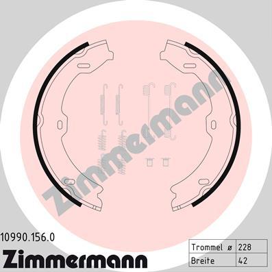 Zimmermann 10990.156.0 - Комплект спирачна челюст, ръчна спирачка vvparts.bg