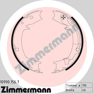 Zimmermann 10990.156.7 - Комплект спирачна челюст, ръчна спирачка vvparts.bg