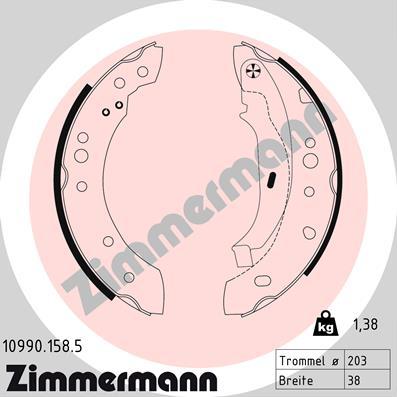 Zimmermann 10990.158.5 - Комплект спирачна челюст vvparts.bg