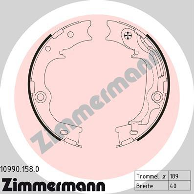 Zimmermann 10990.158.0 - Комплект спирачна челюст, ръчна спирачка vvparts.bg