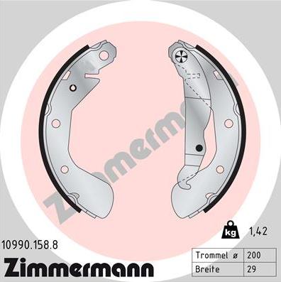 Zimmermann 10990.158.8 - Комплект спирачна челюст vvparts.bg