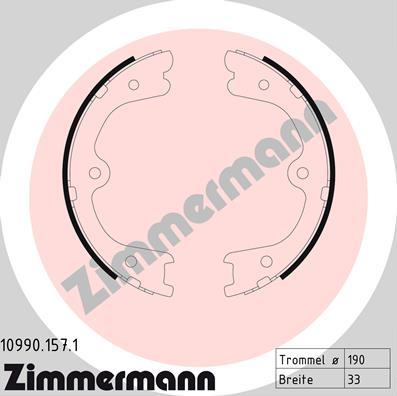 Zimmermann 10990.157.1 - Комплект спирачна челюст, ръчна спирачка vvparts.bg