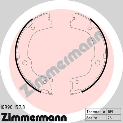 Zimmermann 10990.157.8 - Комплект спирачна челюст, ръчна спирачка vvparts.bg