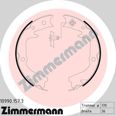 Zimmermann 10990.157.3 - Комплект спирачна челюст, ръчна спирачка vvparts.bg