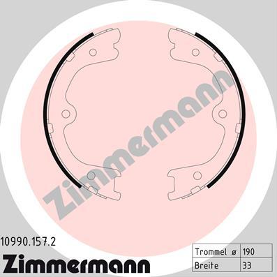 Zimmermann 10990.157.2 - Комплект спирачна челюст, ръчна спирачка vvparts.bg