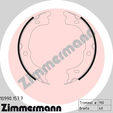 Zimmermann 10990.157.7 - Комплект спирачна челюст, ръчна спирачка vvparts.bg