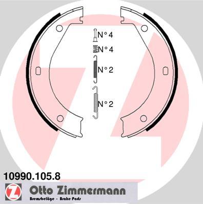Zimmermann 10990.105.8 - Комплект спирачна челюст, ръчна спирачка vvparts.bg