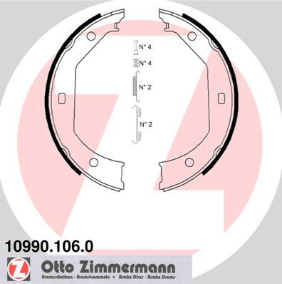 Zimmermann 10990.106.0 - Комплект спирачна челюст, ръчна спирачка vvparts.bg