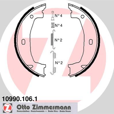 Zimmermann 10990.106.1 - Комплект спирачна челюст, ръчна спирачка vvparts.bg