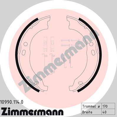 Zimmermann 10990.114.0 - Комплект спирачна челюст, ръчна спирачка vvparts.bg
