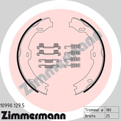 Zimmermann 10990.129.5 - Комплект спирачна челюст, ръчна спирачка vvparts.bg