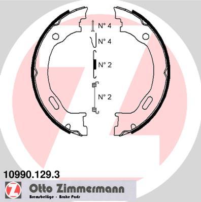 Zimmermann 10990.129.3 - Комплект спирачна челюст, ръчна спирачка vvparts.bg